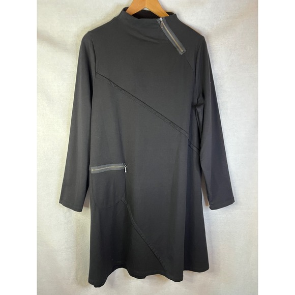 Chalet Et Ceci Dresses & Skirts - Chalet Et Ceci Black Asymmetric Long Sleeve Short Margo Dress L NWOT Lagenlook